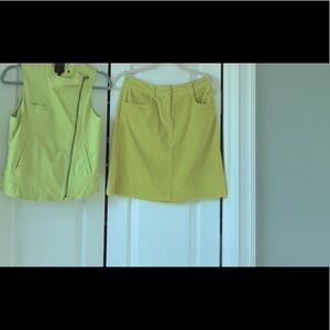 Boden corduroy skirt & Joe’s lamb leather vest